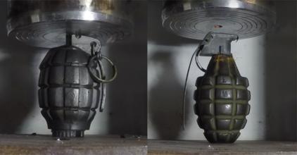 油壓機(jī)壓手榴彈